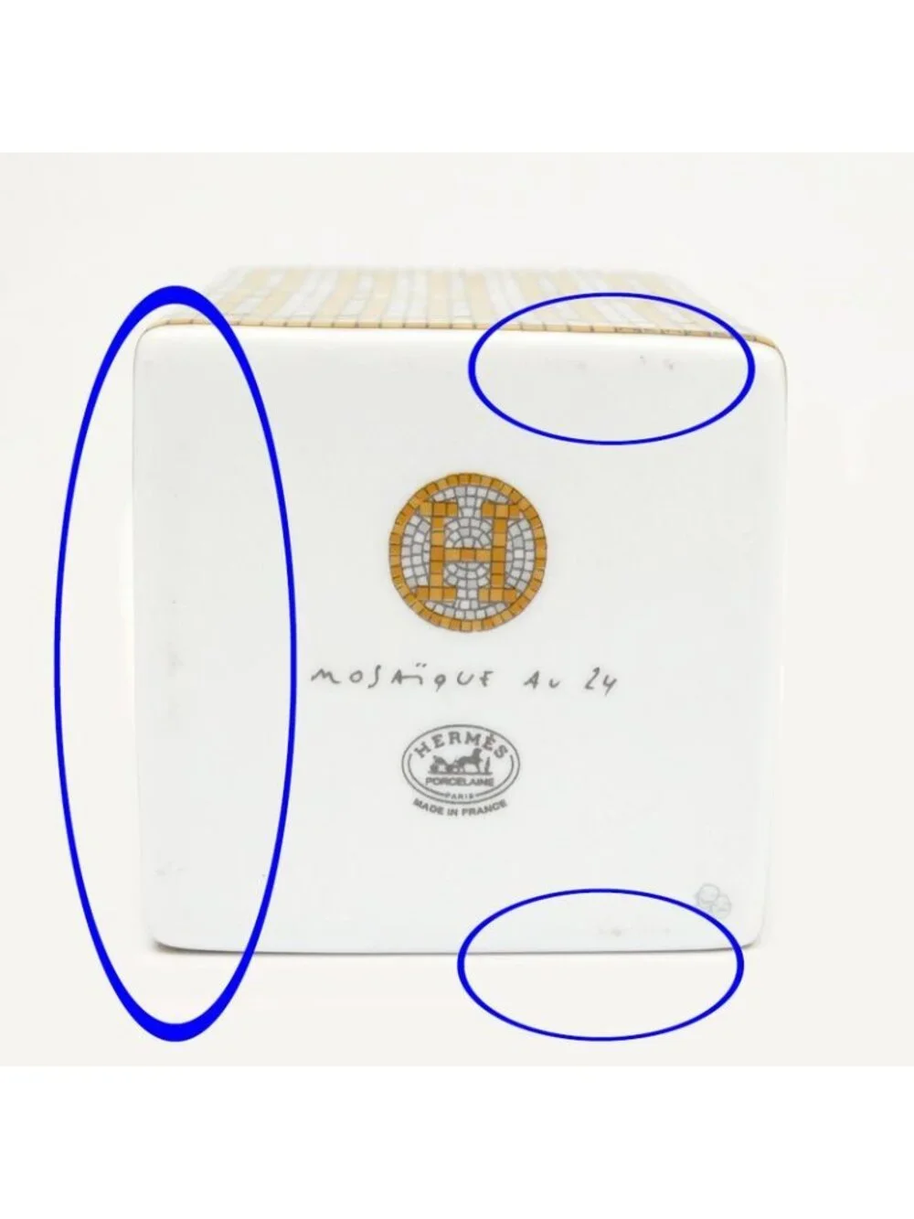 Hermes Small Box Mosaic 24 Gold White Pottery Accessories